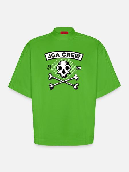JGA Crew - Skull and Bones - Heavyweight Oversized Organic Boxy T-Shirt Made in EU - Apple Neon