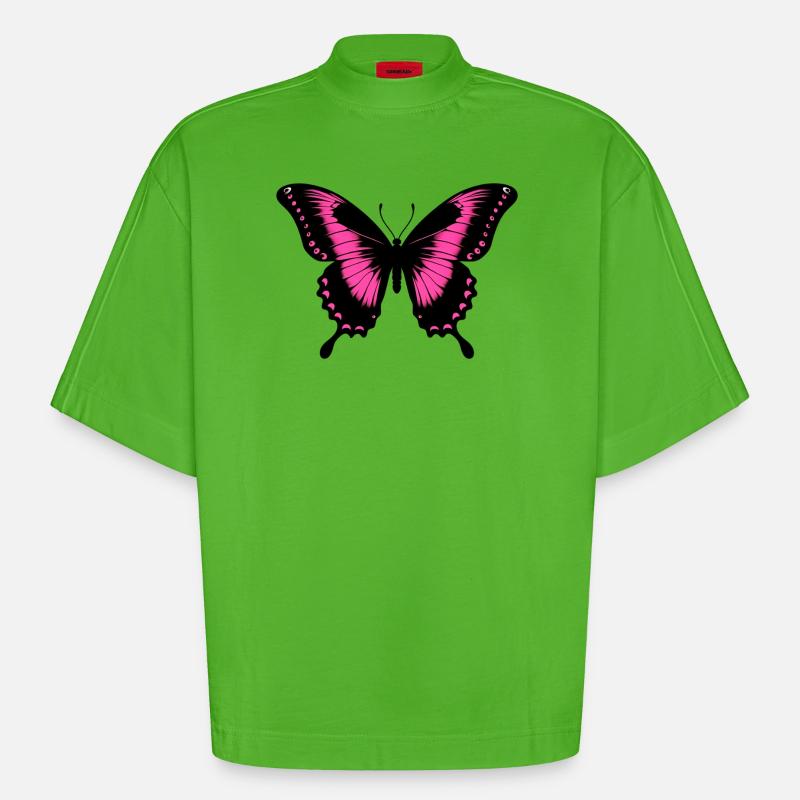 Papillon - T-shirt bio épais oversize Boxy fabriqué en UE - Apple Neon