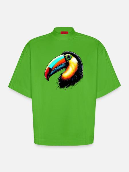 Toucan - T-shirt bio épais oversize Boxy fabriqué en UE - Apple Neon