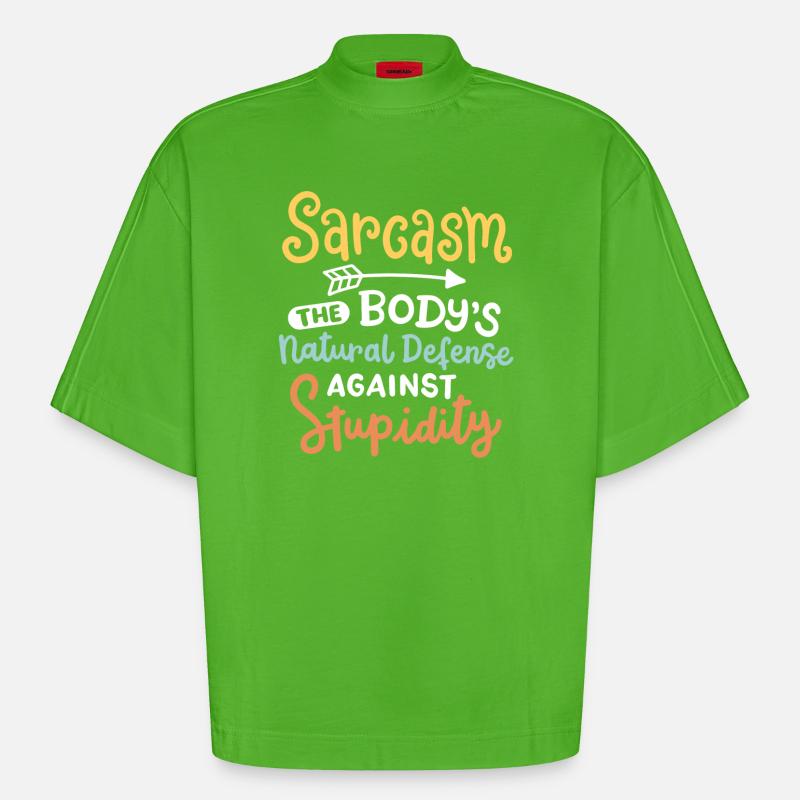 Sarkasmus sarkastischer Spruch - Heavyweight Oversized Organic Boxy T-Shirt Made in EU - Apple Neon