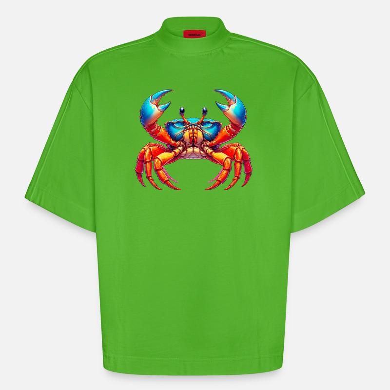 Crab - Heavyweight Oversized Organic Boxy T-Shirt Made in EU - Apple Neon
