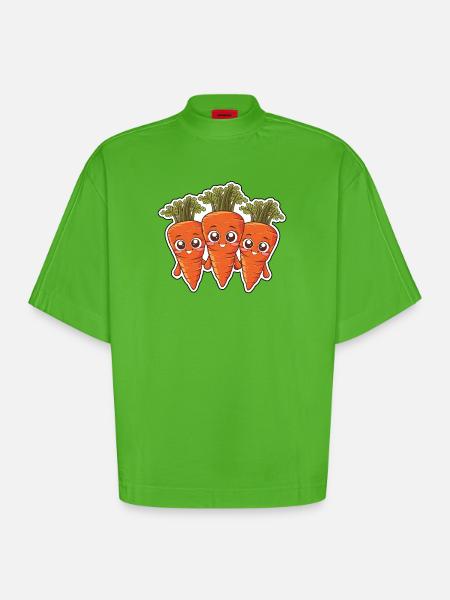 Karla, Kalle and Kim – The Carrot Friends - Heavyweight Oversized Organic Boxy T-Shirt Made in EU - Apple Neon