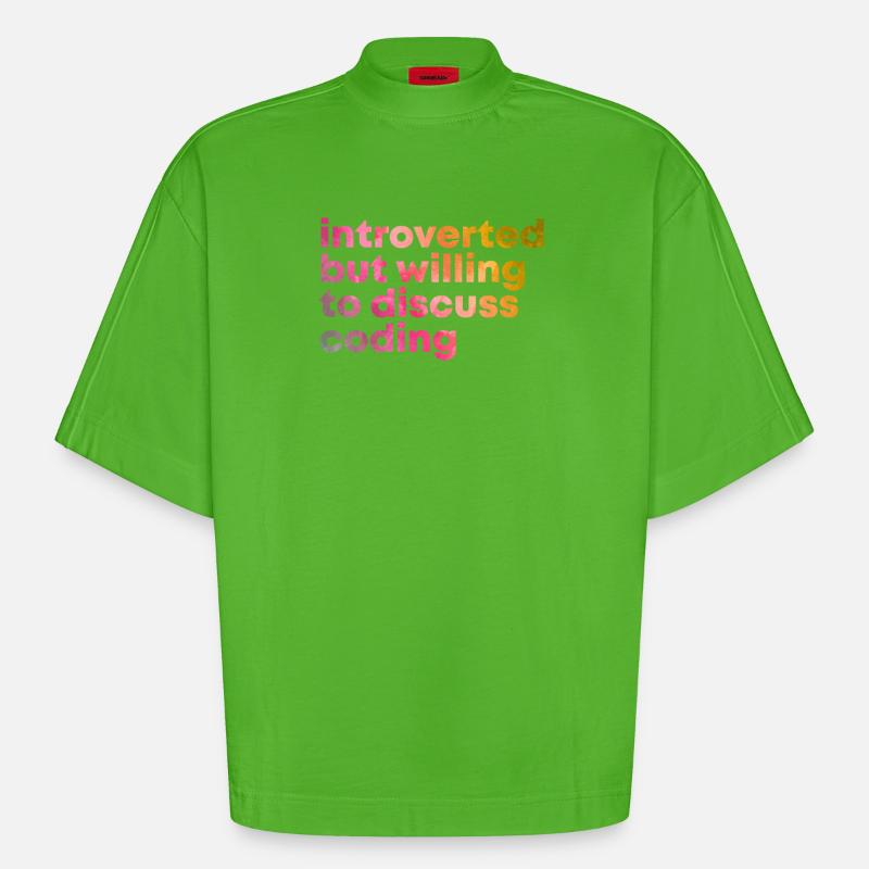 Coding Coding Coding - Heavyweight Oversized Organic Boxy T-Shirt Made in EU - Apple Neon