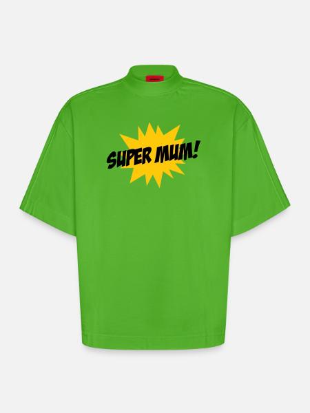 Super Mom - Mother's Day - Heavyweight Oversized Organic Boxy T-Shirt Made in EU - Apple Neon