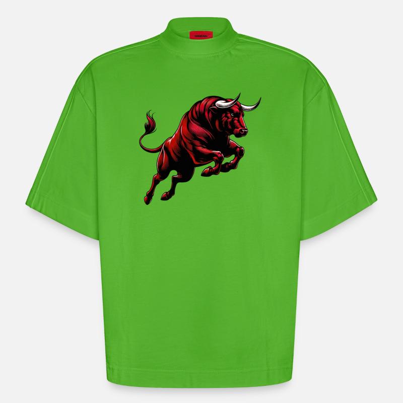 Bull - Heavyweight Oversized Organic Boxy T-Shirt Made in EU - Apple Neon