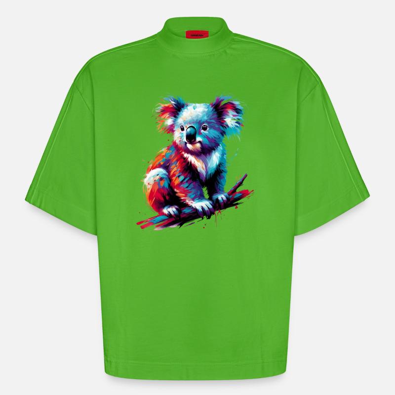 Koala - T-shirt bio épais oversize Boxy fabriqué en UE - Apple Neon