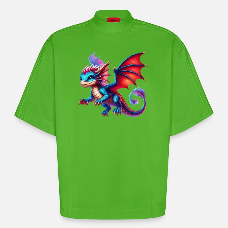 Dragon - T-shirt bio épais oversize Boxy fabriqué en UE - Apple Neon