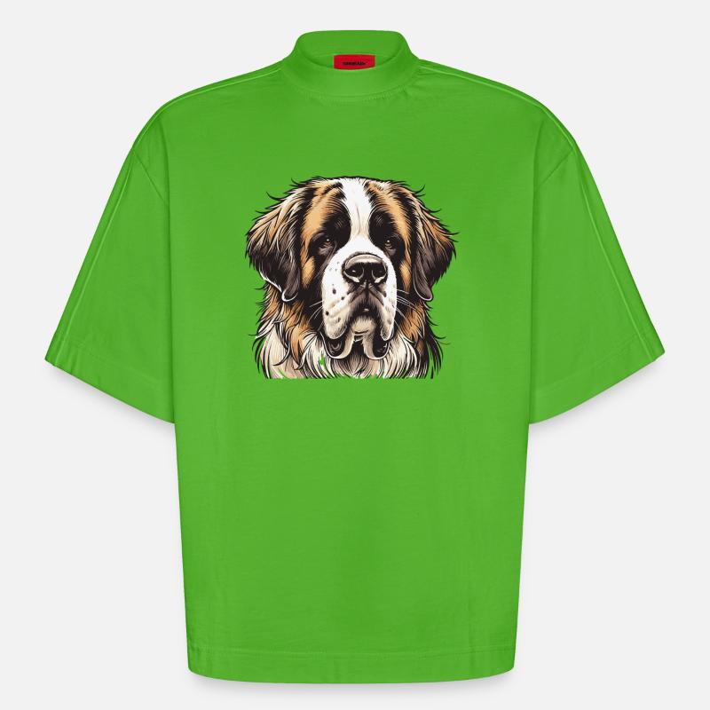Saint-bernard - T-shirt bio épais oversize Boxy fabriqué en UE - Apple Neon