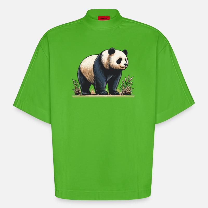 Panda - T-shirt bio épais oversize Boxy fabriqué en UE - Apple Neon
