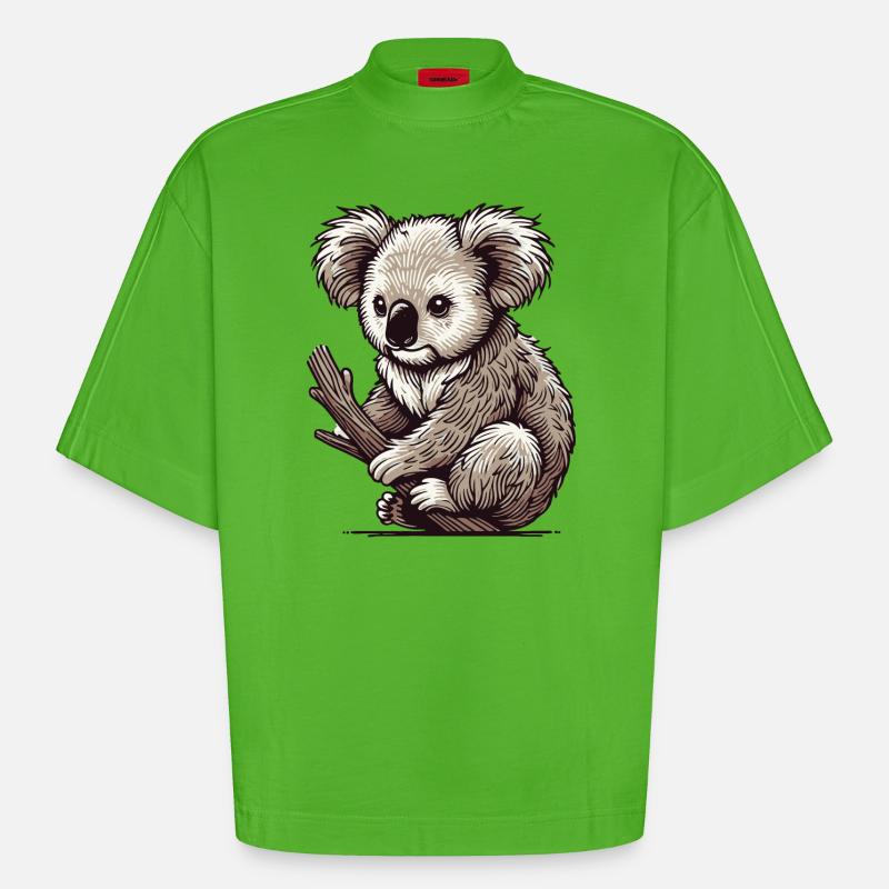 Koala - Heavyweight Oversized Organic Boxy T-Shirt Made in EU - Apple Neon