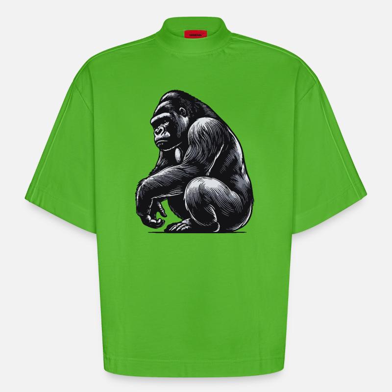 Gorille - T-shirt bio épais oversize Boxy fabriqué en UE - Apple Neon