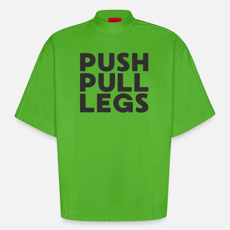 Push Pull Legs Repeat Trainingssplit - Heavyweight Oversized Organic Boxy T-Shirt Made in EU - Apple Neon