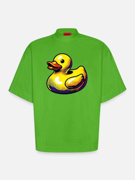 Duckling Duck Duck Duck - Heavyweight Oversized Organic Boxy T-Shirt Made in EU - Apple Neon