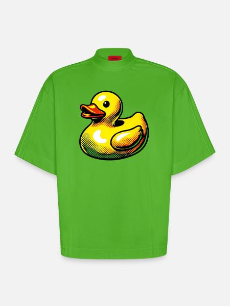 Duckling Duck Duck Duck - Heavyweight Oversized Organic Boxy T-Shirt Made in EU - Apple Neon