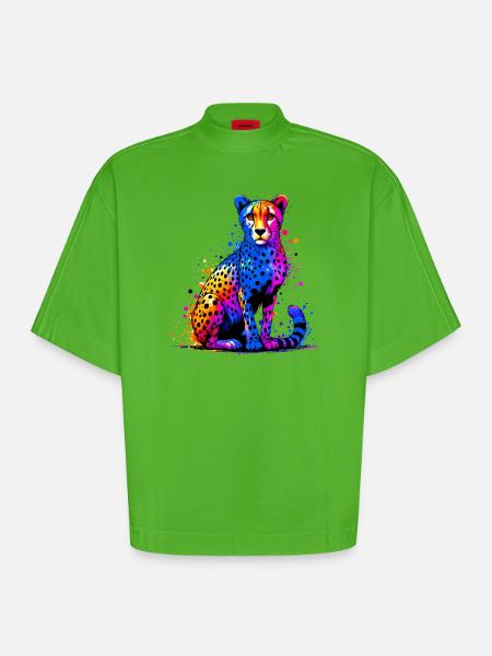 Guépard - T-shirt bio épais oversize Boxy fabriqué en UE - Apple Neon