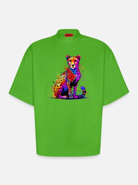 Guépard - T-shirt bio épais oversize Boxy fabriqué en UE - Apple Neon