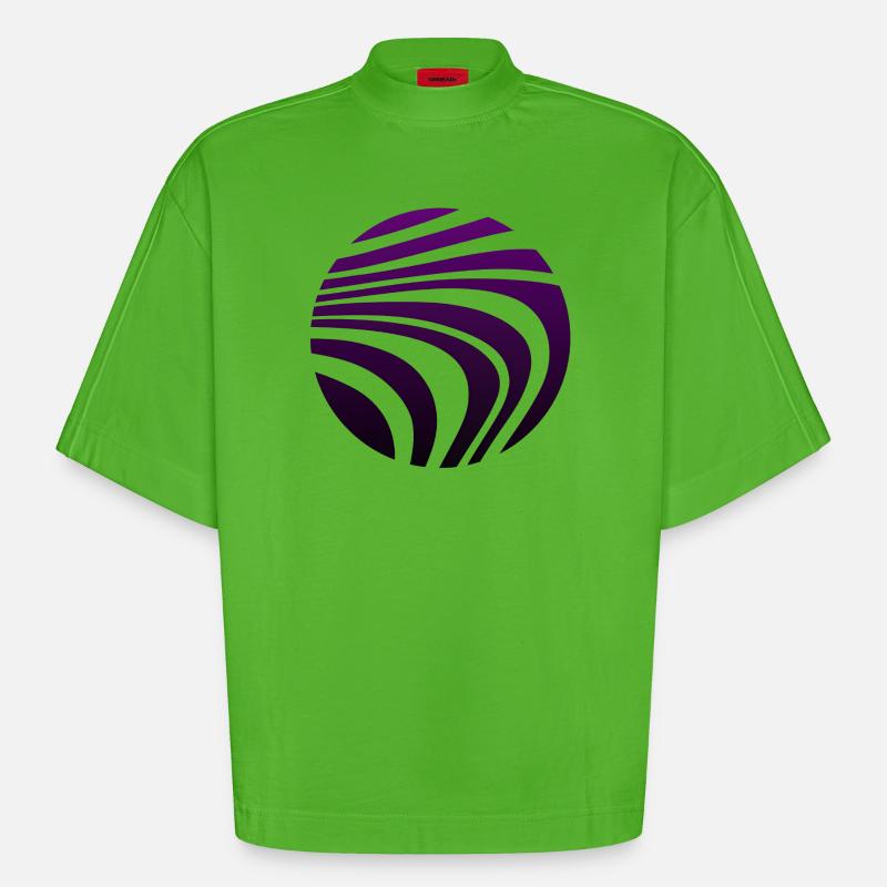 Psychedelic Pattern Violet Gradient - Heavyweight Oversized Organic Boxy T-Shirt Made in EU - Apple Neon