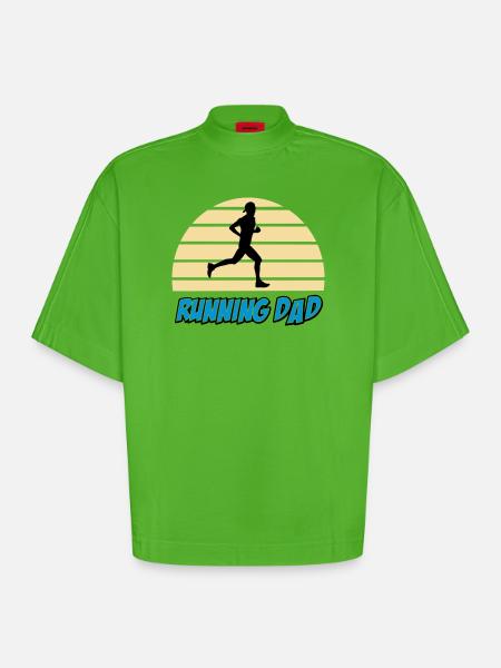 Running dad - T-shirt bio épais oversize Boxy fabriqué en UE - Apple Neon