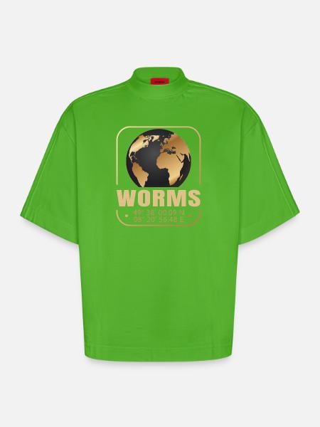 Worms - Heavyweight Oversized Organic Boxy T-Shirt Made in EU - Apple Neon