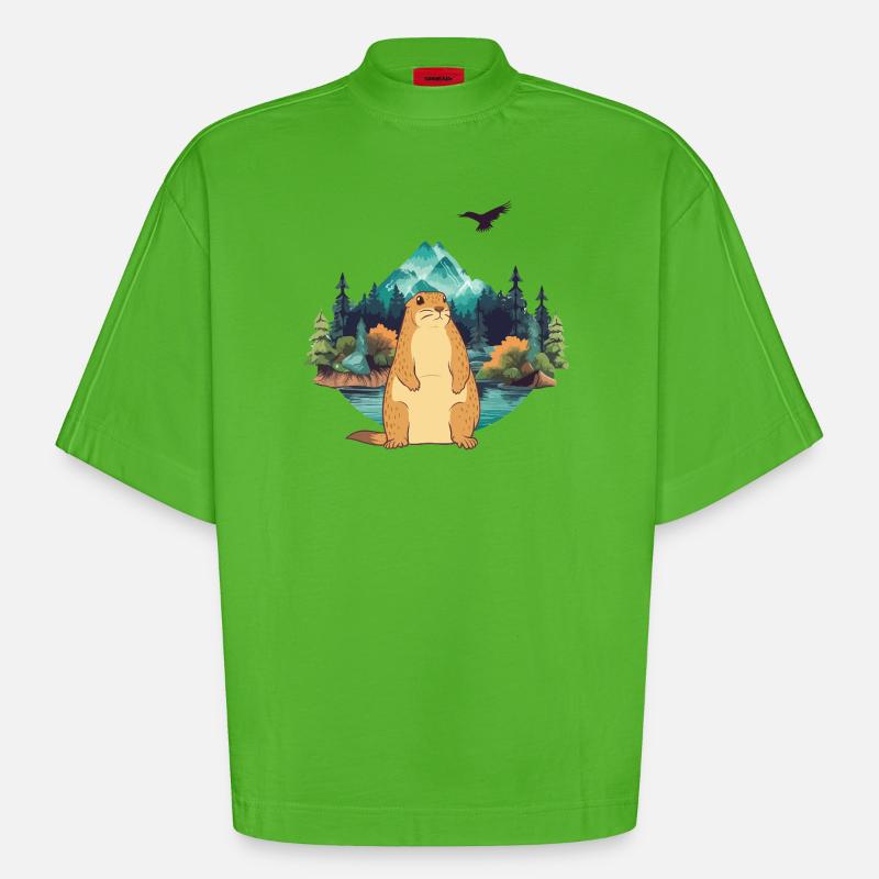 Murmeltier - Heavyweight Oversized Organic Boxy T-Shirt Made in EU - Apple Neon