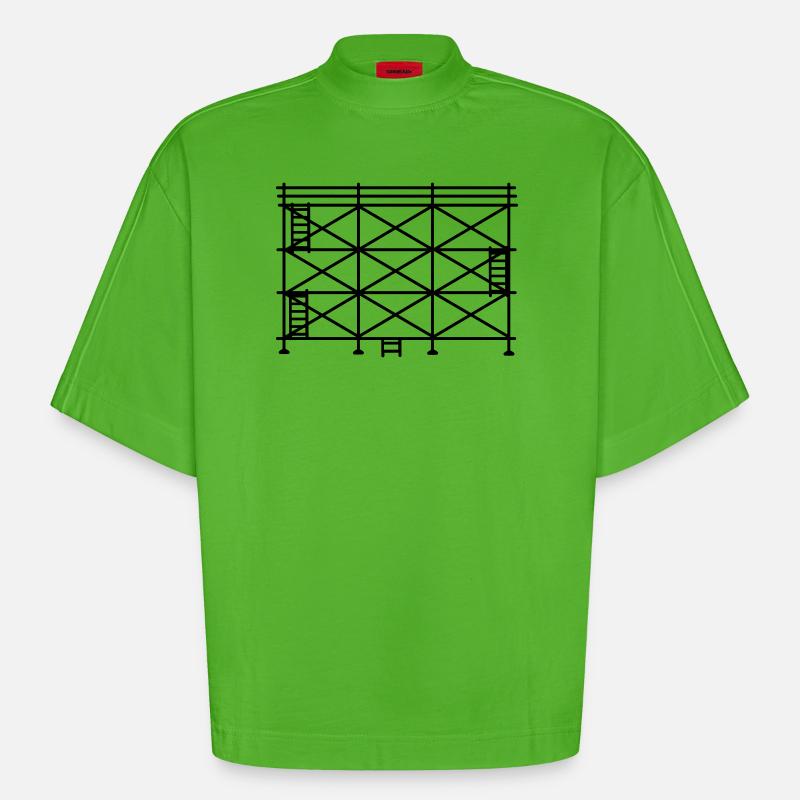 Silhouette d’échafaudage, échafaudage de construction - T-shirt bio épais oversize Boxy fabriqué en UE - Apple Neon