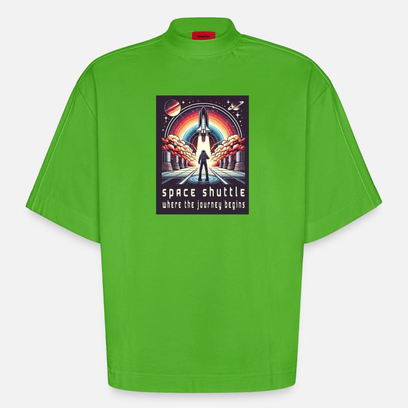 Space Shuttle - Die Reise beginnt - Heavyweight Oversized Organic Boxy T-Shirt Made in EU - Apple Neon