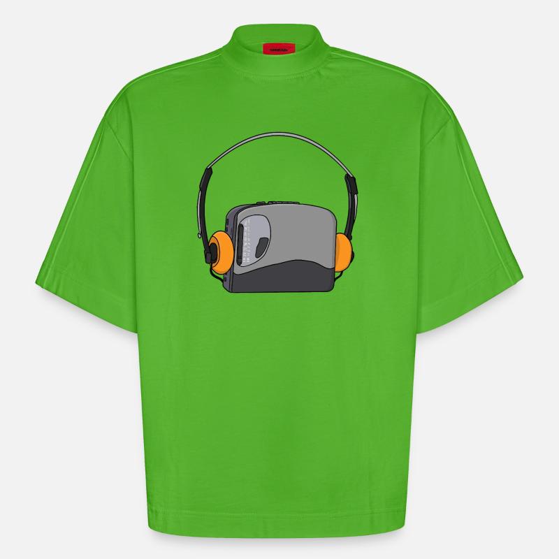 Cooler tragbarer Kassetten-Audio-Player - Heavyweight Oversized Organic Boxy T-Shirt Made in EU - Apple Neon