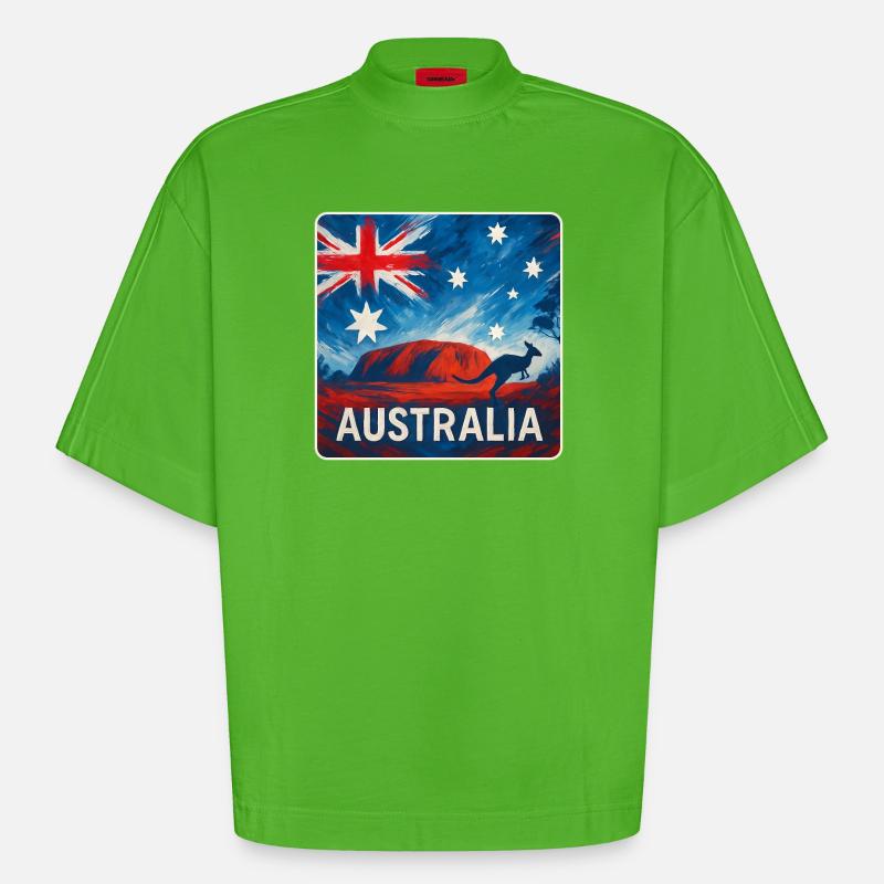 Conception de l’Outback australien - T-shirt bio épais oversize Boxy fabriqué en UE - Apple Neon