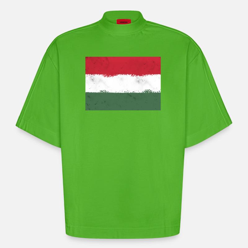 Flagge von Ungarn - Heavyweight Oversized Organic Boxy T-Shirt Made in EU - Apple Neon