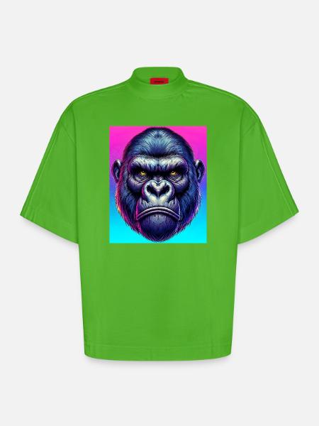 gorille - T-shirt bio épais oversize Boxy fabriqué en UE - Apple Neon