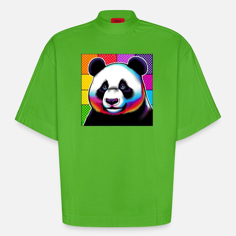 panda - T-shirt bio épais oversize Boxy fabriqué en UE - Apple Neon