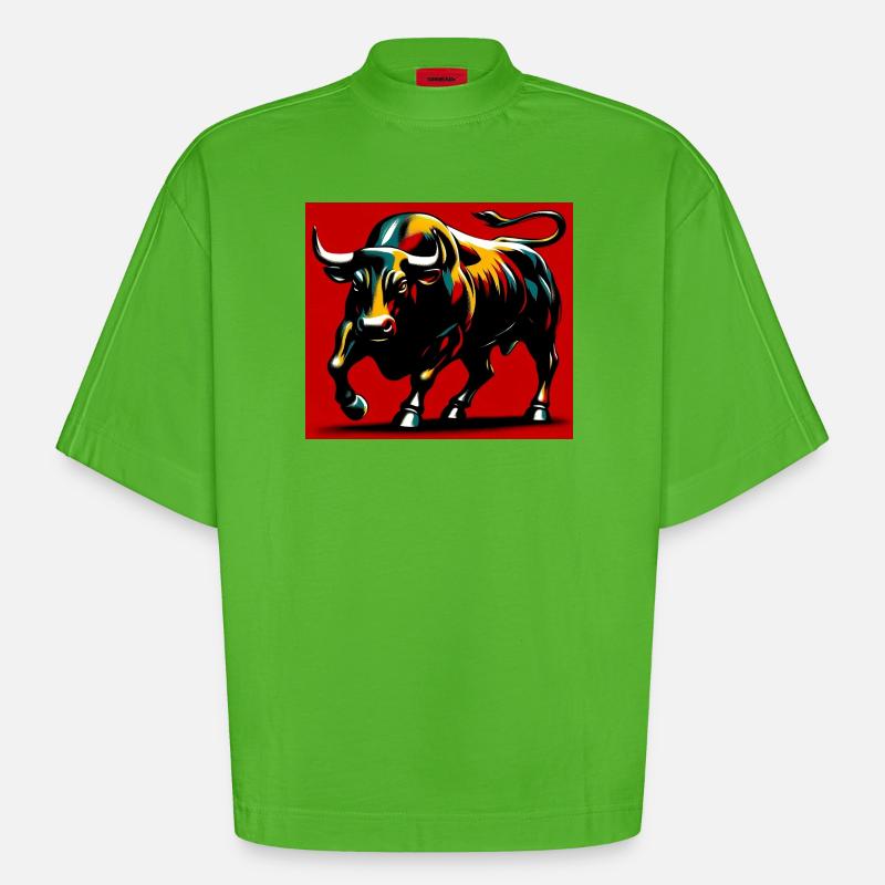 bull - Heavyweight Oversized Organic Boxy T-Shirt Made in EU - Apple Neon