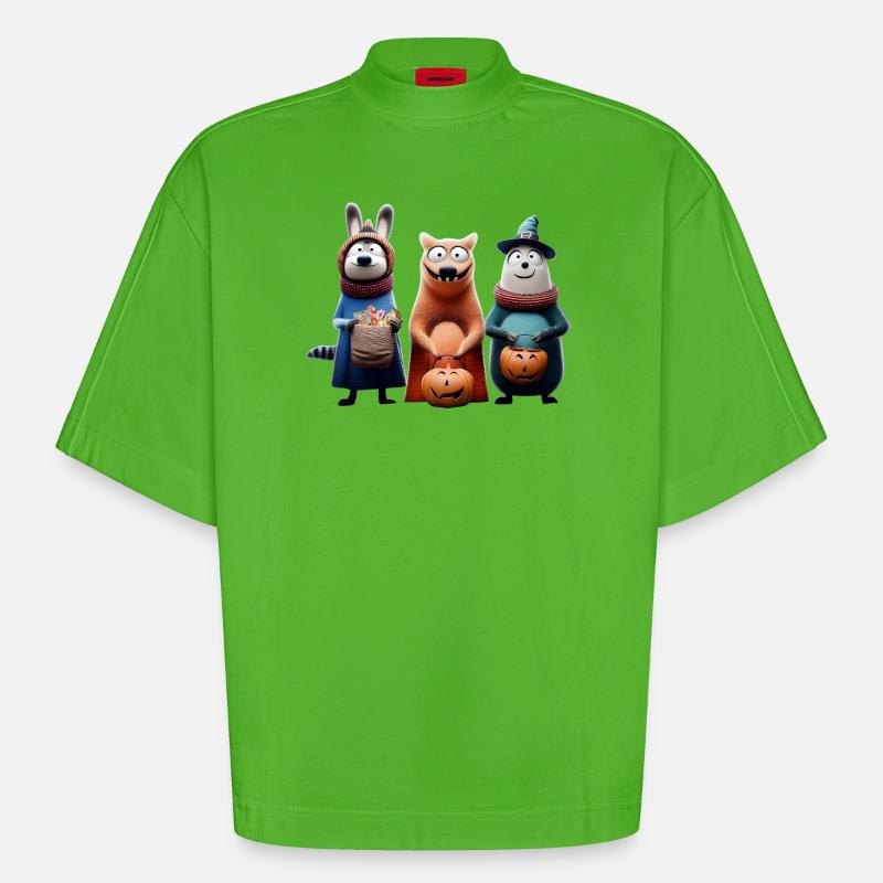 Halloween Squad – Süßes oder Saures Wooligans - Heavyweight Oversized Organic Boxy T-Shirt Made in EU - Apple Neon