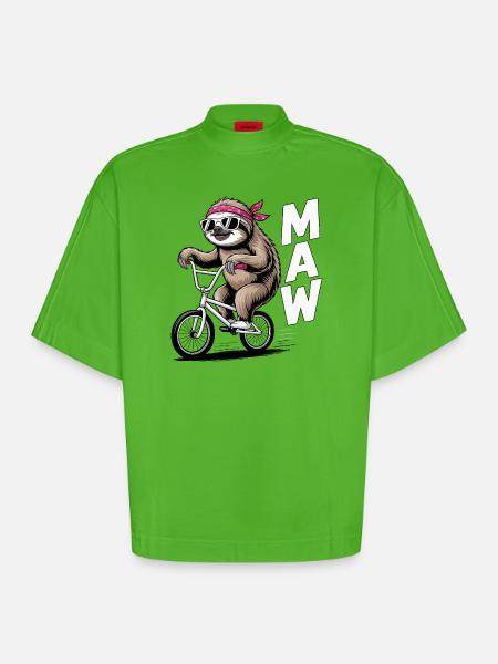BMX-Faultier-Bandana - Heavyweight Oversized Organic Boxy T-Shirt Made in EU - Apple Neon