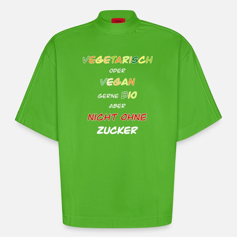 Végétarien, végétalien, bio de préférence ! - T-shirt bio épais oversize Boxy fabriqué en UE - Apple Neon