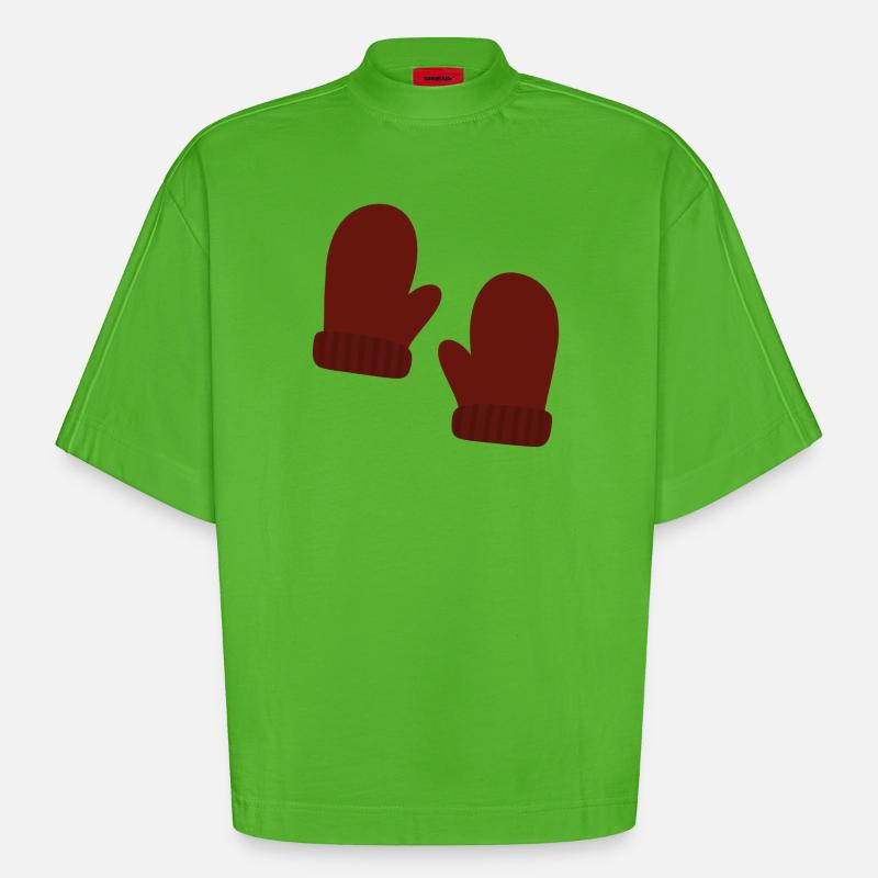 Illustration de mitaines d’hiver confortables - T-shirt bio épais oversize Boxy fabriqué en UE - Apple Neon