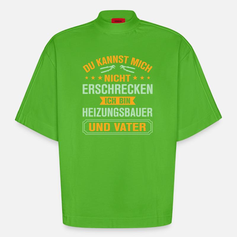 Heating Engineer Heating Construction Plumber Plumber - Heavyweight Oversized Organic Boxy T-Shirt Made in EU - Apple Neon