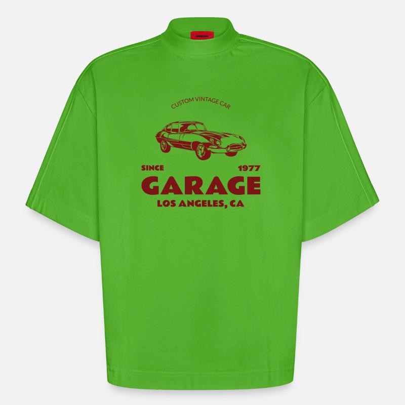 Custom Oldtimer – Garage Los Angeles - Heavyweight Oversized Organic Boxy T-Shirt Made in EU - Apple Neon