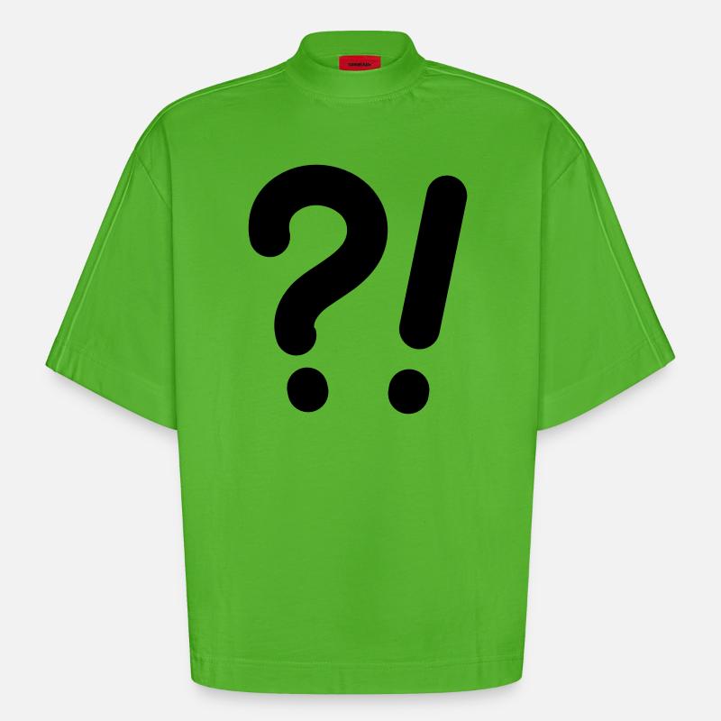 Points d’interrogation et points d’exclamation - T-shirt bio épais oversize Boxy fabriqué en UE - Apple Neon