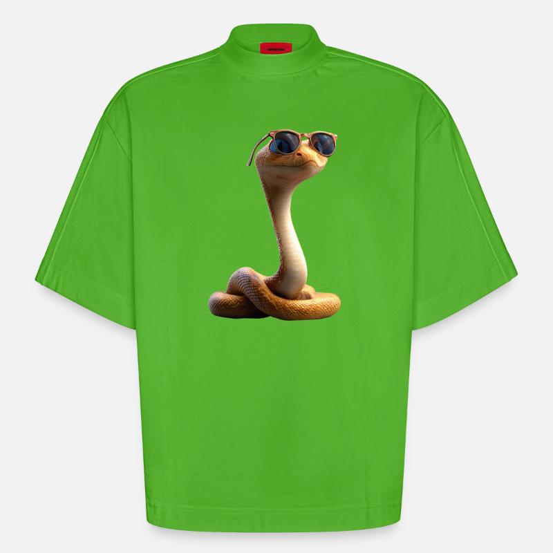 Schlange Python Kobra Klapperschlange Schlangen - Heavyweight Oversized Organic Boxy T-Shirt Made in EU - Apple Neon