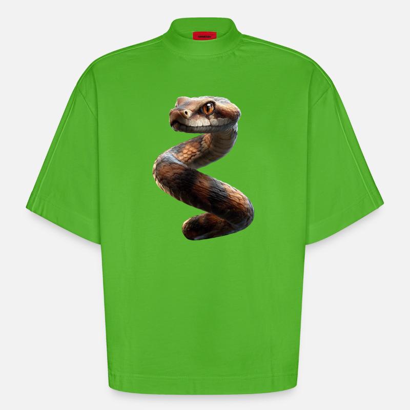 snake, python, cobra, rattlesnake, snakes - Heavyweight Oversized Organic Boxy T-Shirt Made in EU - Apple Neon