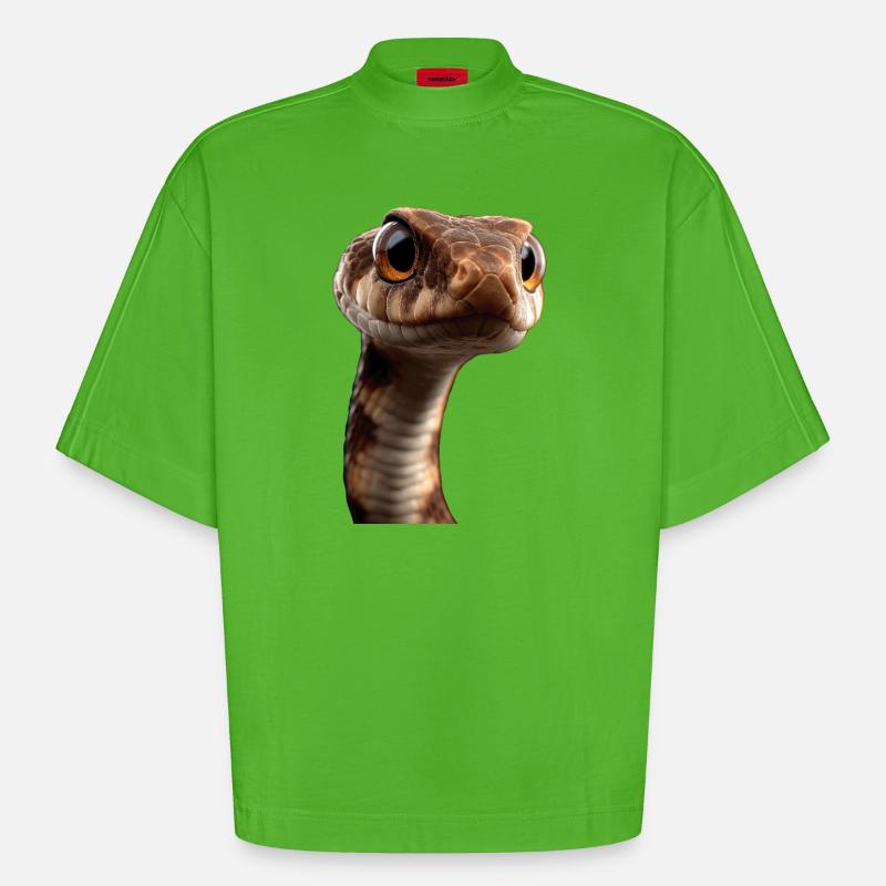 Schlange Python Kobra Klapperschlange Schlangen - Heavyweight Oversized Organic Boxy T-Shirt Made in EU - Apple Neon