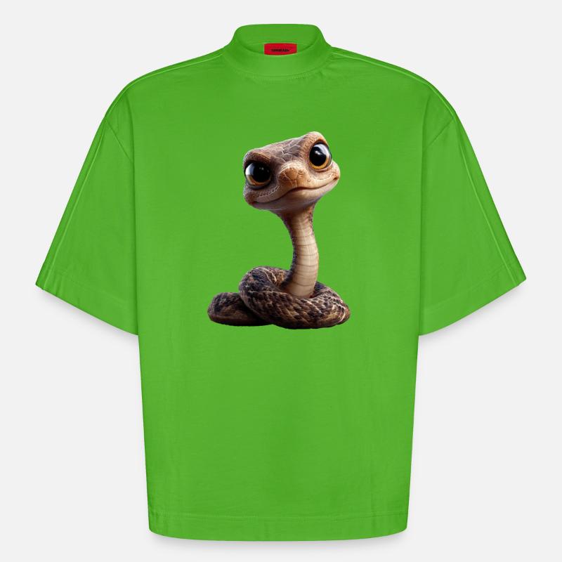 snake, python, cobra, rattlesnake, snakes - Heavyweight Oversized Organic Boxy T-Shirt Made in EU - Apple Neon