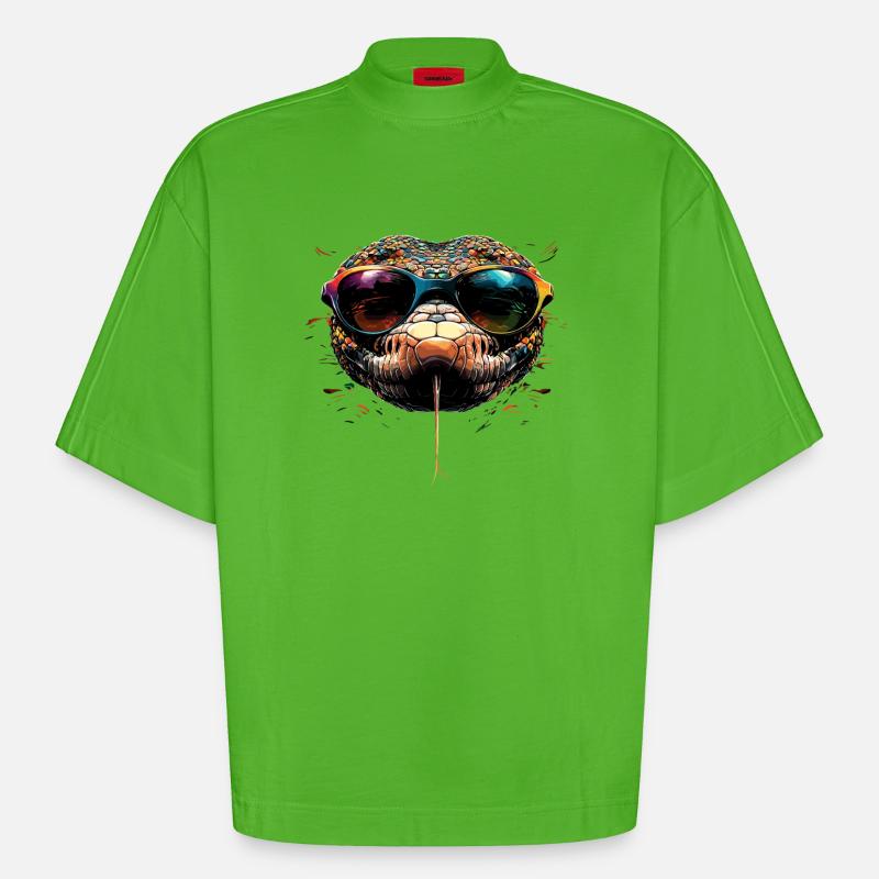 snake, python, cobra, rattlesnake, snakes - Heavyweight Oversized Organic Boxy T-Shirt Made in EU - Apple Neon