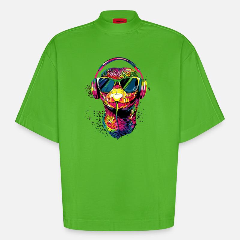snake, python, cobra, rattlesnake, snakes - Heavyweight Oversized Organic Boxy T-Shirt Made in EU - Apple Neon
