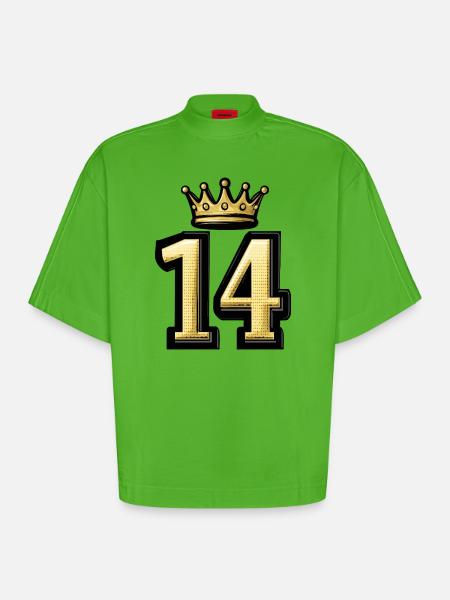 Couronne numéro 14 - T-shirt bio épais oversize Boxy fabriqué en UE - Apple Neon