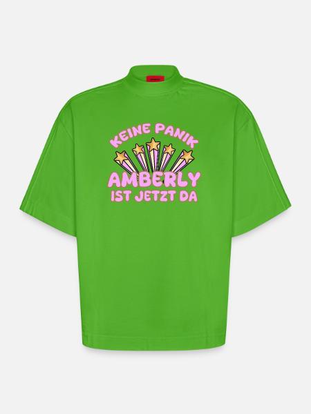 Amberly as a woman's name - Heavyweight Oversized Organic Boxy T-Shirt Made in EU - Apple Neon