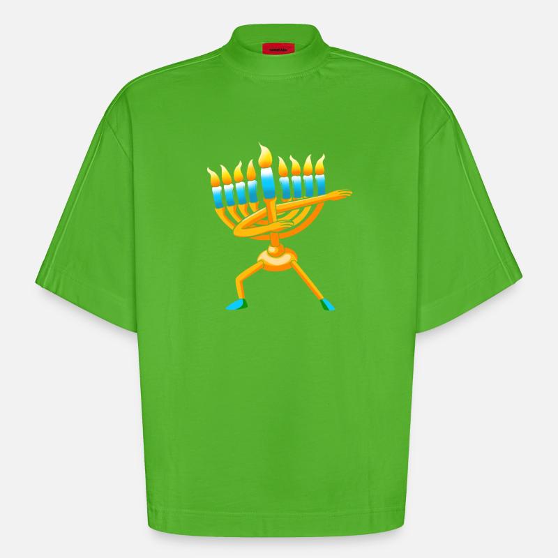 Hanoukka Hanoukka Hanoucca - T-shirt bio épais oversize Boxy fabriqué en UE - Apple Neon