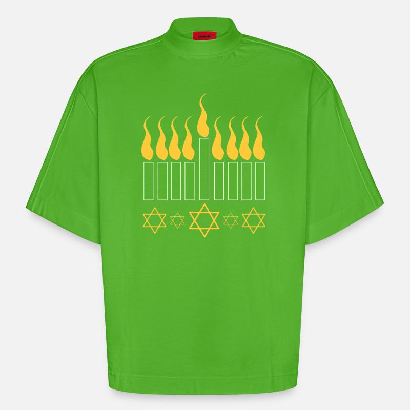 Hanoukka Hanoukka Hanoukka - T-shirt bio épais oversize Boxy fabriqué en UE - Apple Neon