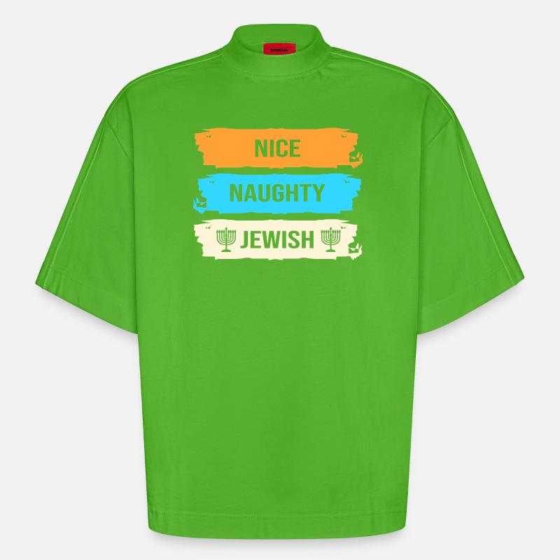 Hanoukka Hanoukka Hanoucca - T-shirt bio épais oversize Boxy fabriqué en UE - Apple Neon